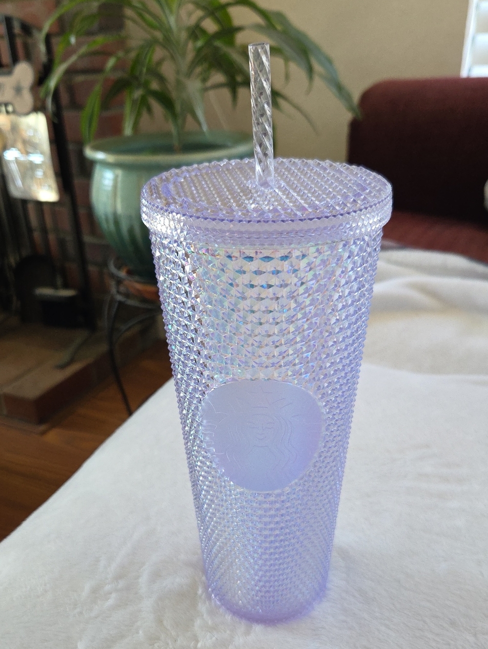 MWT. Iridescent Studded Tumbler with Straw - Lavender